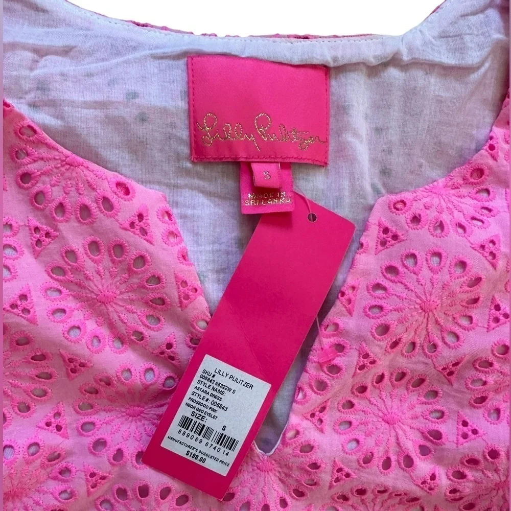 LILLY PULITZER Small Astara in Prosecco Pink Neon Geo Eyelet dress - Picture 11 of 16